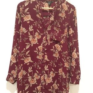 Forever21 floral maroon blouse